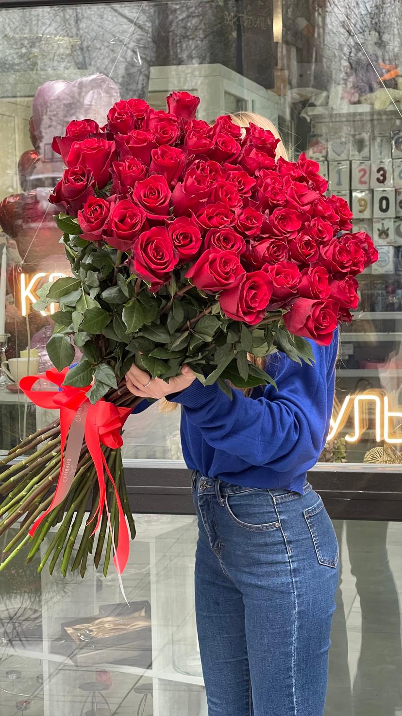 51 червона троянда 90 см